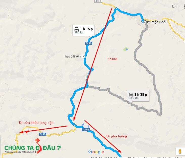 Bản đồ từ tt.Mộc châu vào pha luông