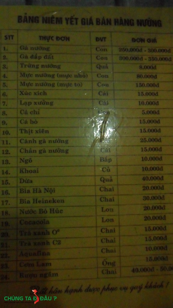 1 menu nhà hàng ở Tam đảo