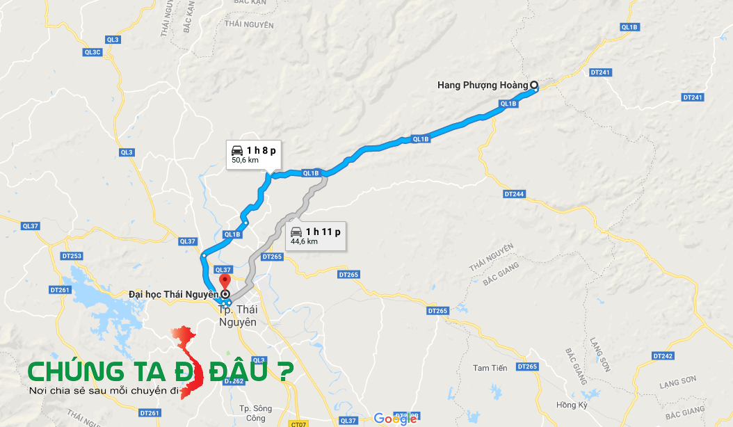 Bản đồ đi Hang Phượng Hoàng - Suối Mỏ Gà