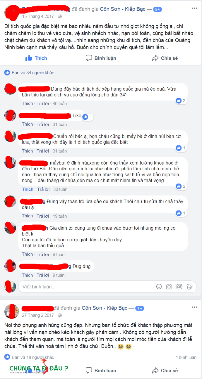 Đây là ý kiến đóng góp trên facebook của những người đã đến Côn Sơn