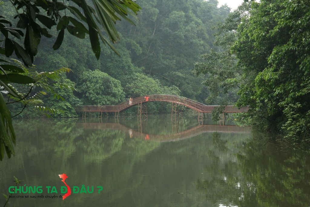 Cây cầu thơ mộng bắc qua hồ trông rất đẹp và lãng mạn