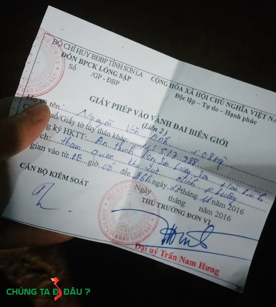 Giấy thăm quan khu vẹc biên giới