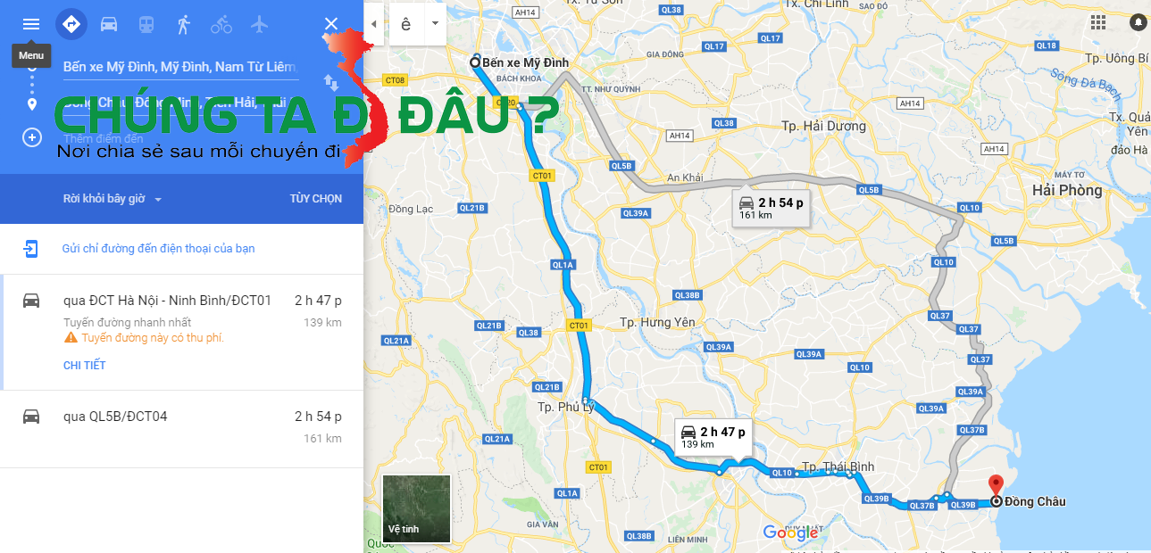 Bản đồ tà Hà Nội đi Đồng Châu