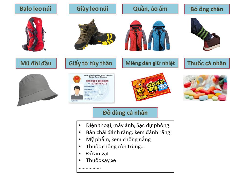 Đồ dùng cần chuẩn bị cho chuyến đi
